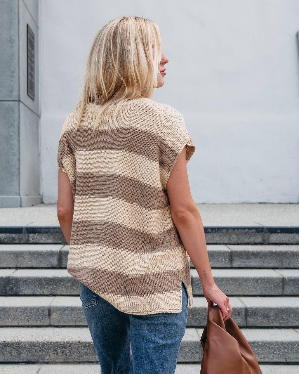 Tan and Mocha Striped Pullover Sweater - FINAL SALE Product Image