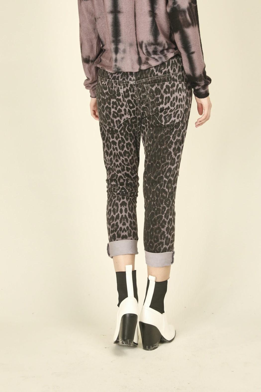 Olive Snakeskin Corduroy Boyfriend Joggers Product Image