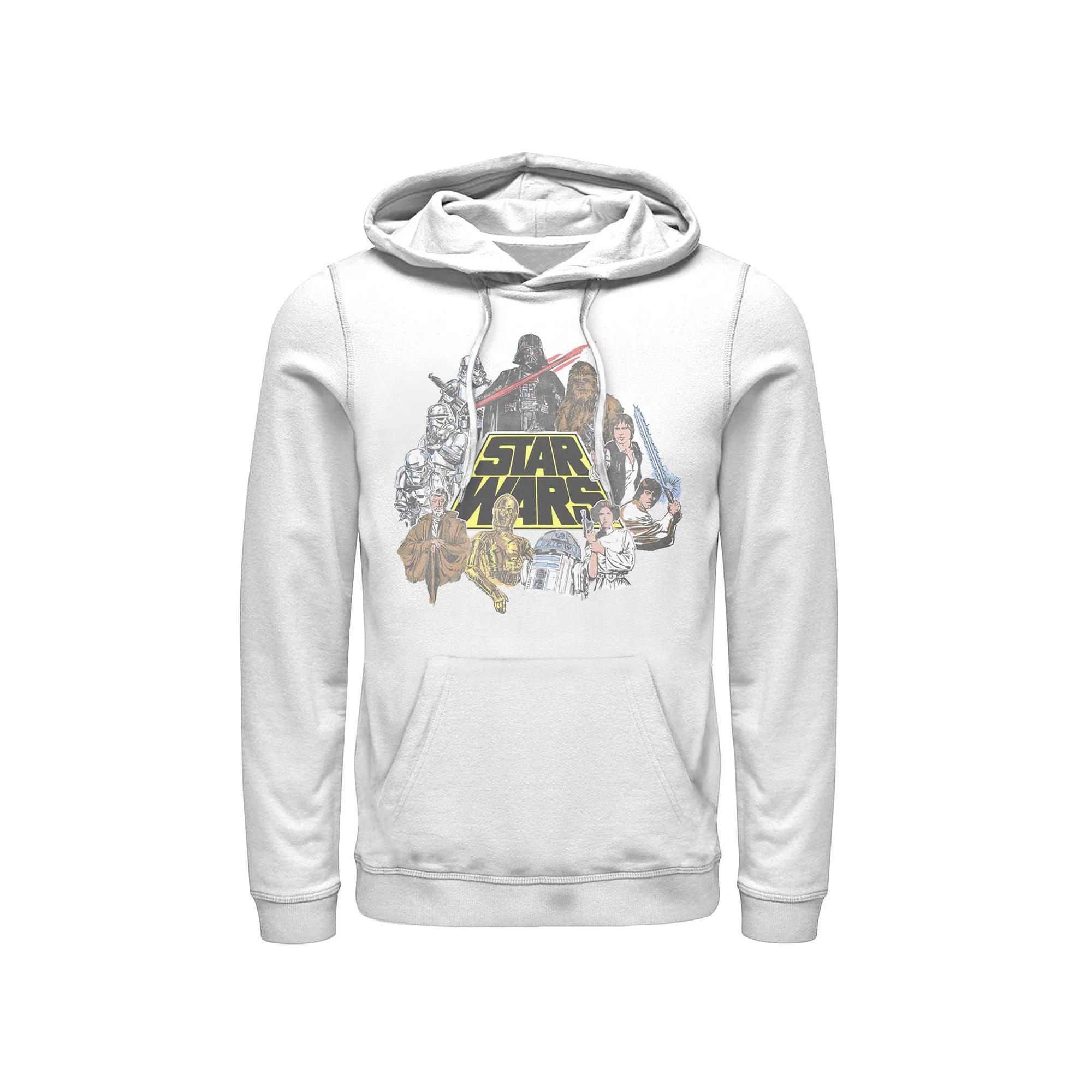 Mens Star Wars Classic Characters Cast Line Art Graphic Pullover Hoodie Product Image