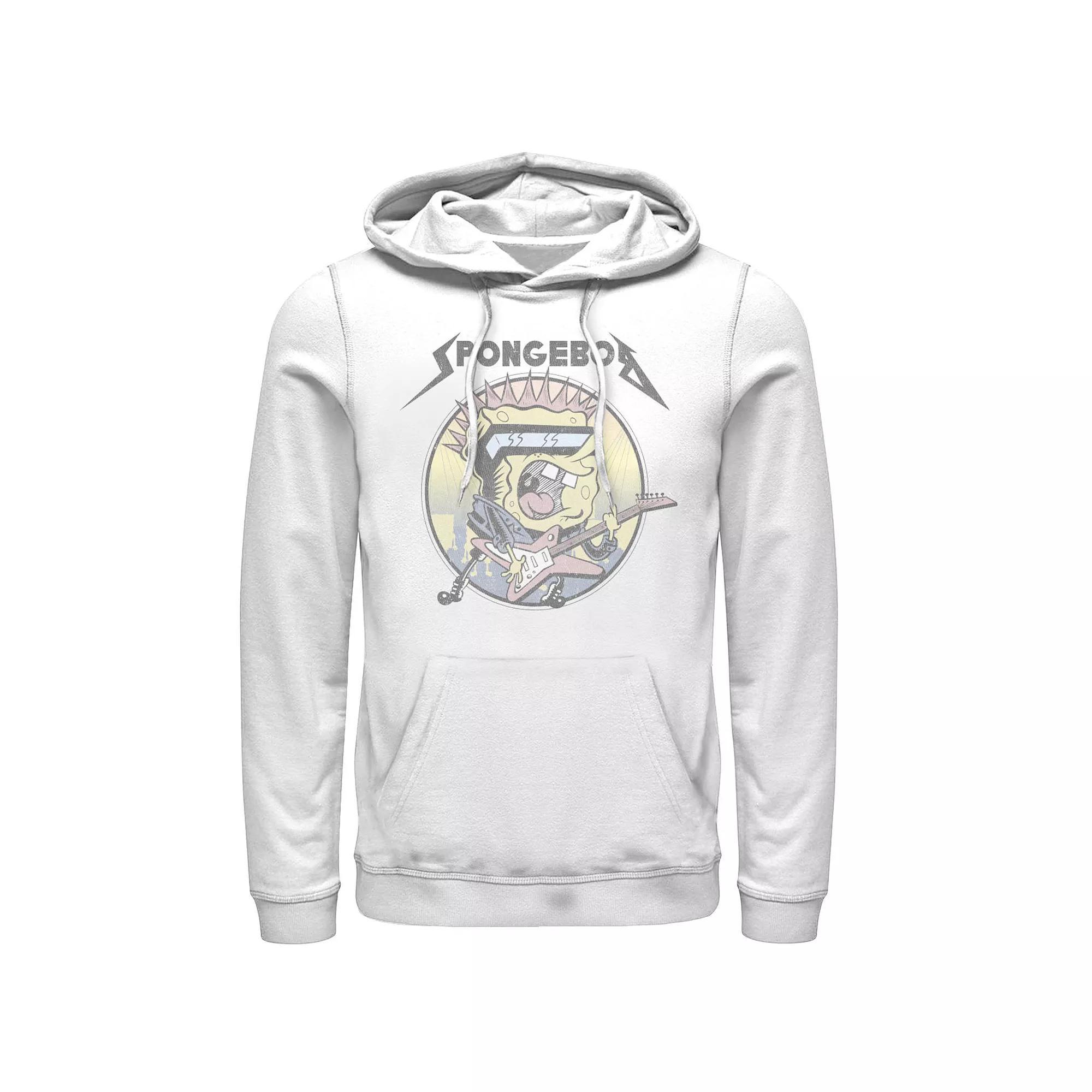 Men's Spongebob Goofy Goober Rock n Roll Circle Portrait Hoodie, Size: 3XL, White Product Image
