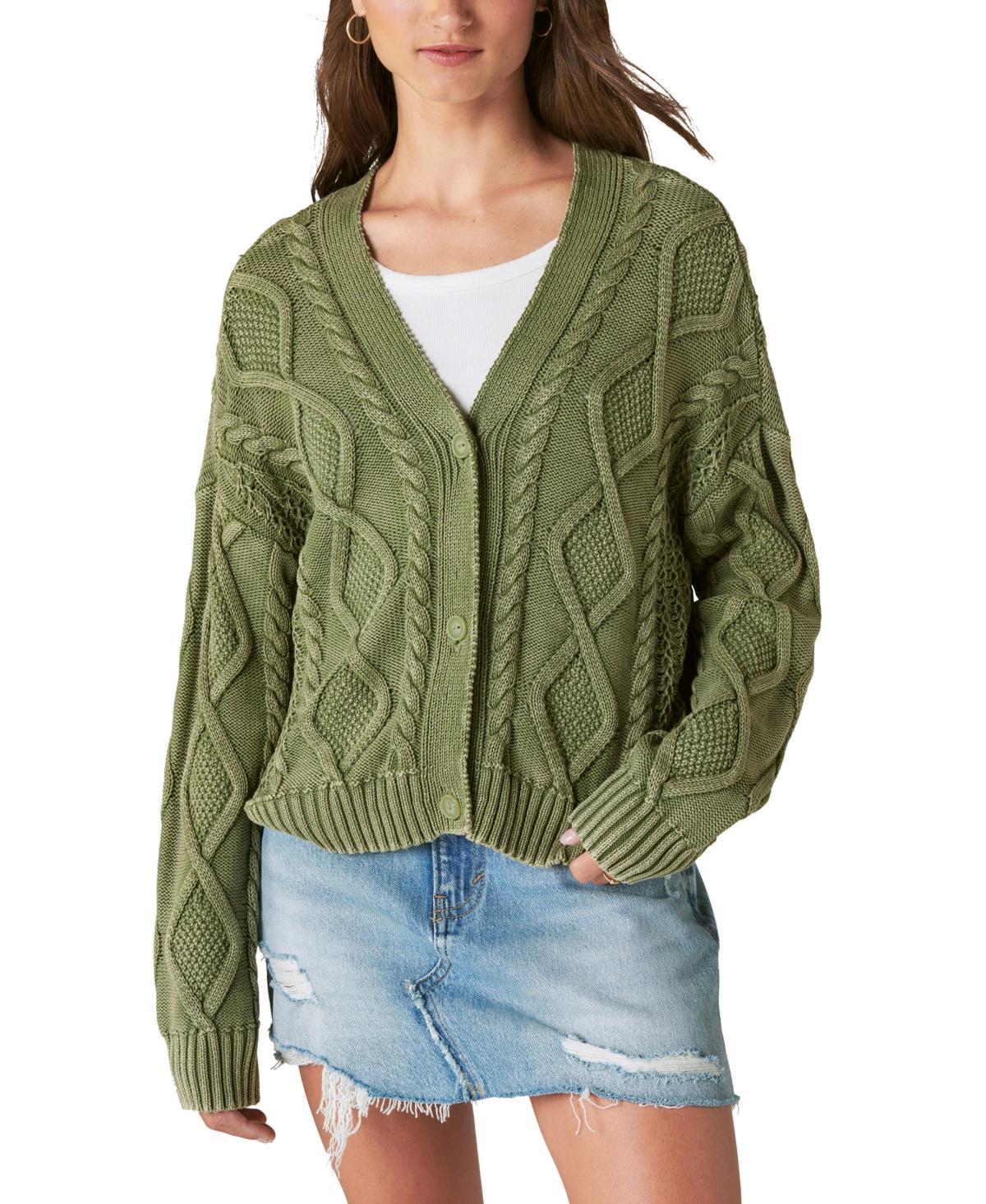 Lucky Brand Womens Cable-Stitch Long-Sleeve Cardigan Product Image