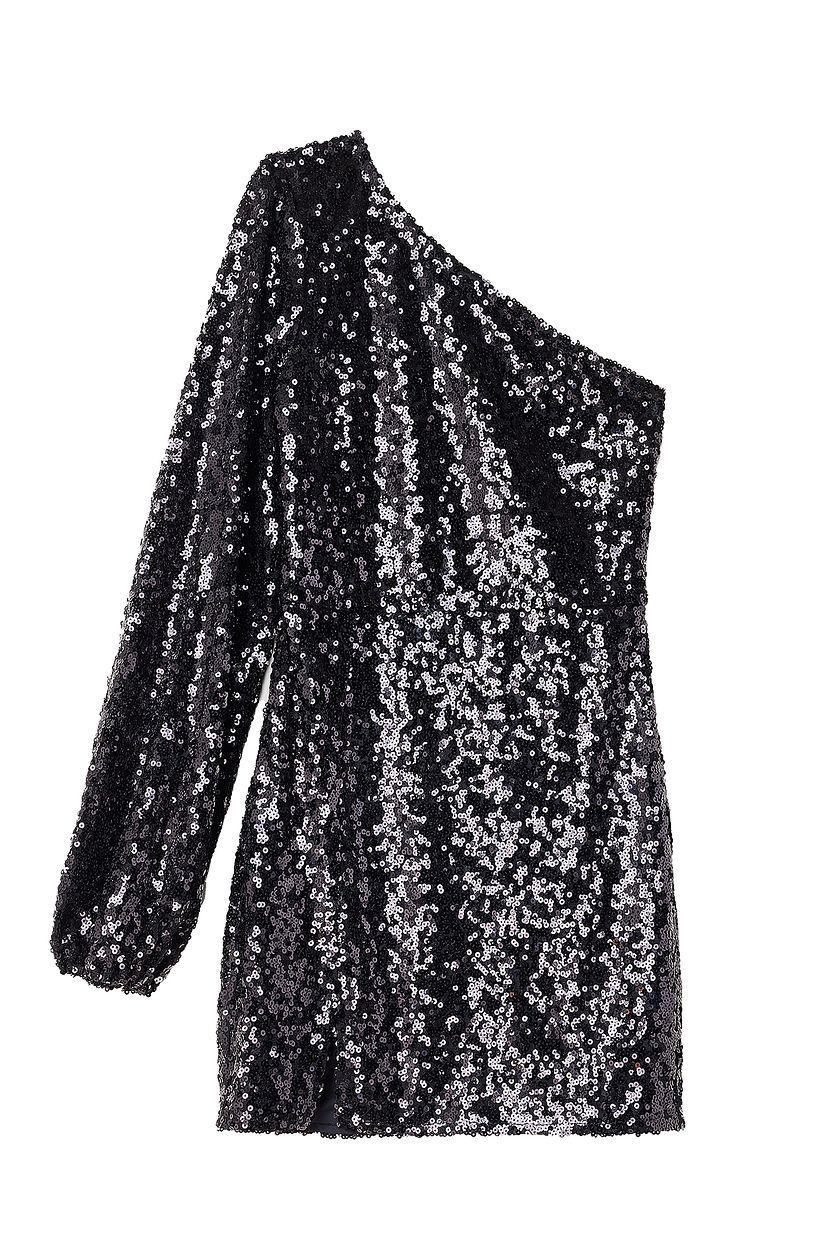 One Sleeve Sequin Mini Dress Product Image