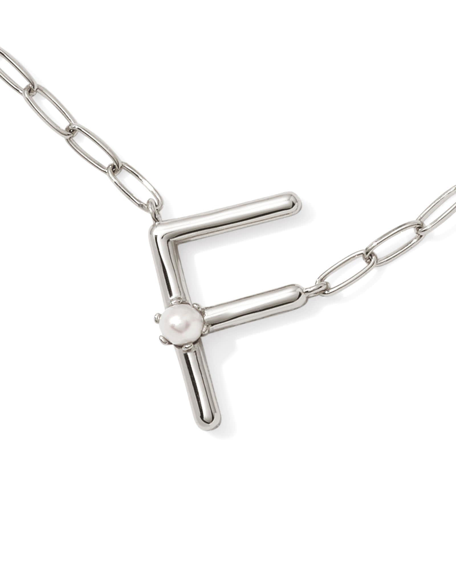 Pearl Silver Letter X Short Pendant Necklace in Freshwater Cultured Pearl Product Image