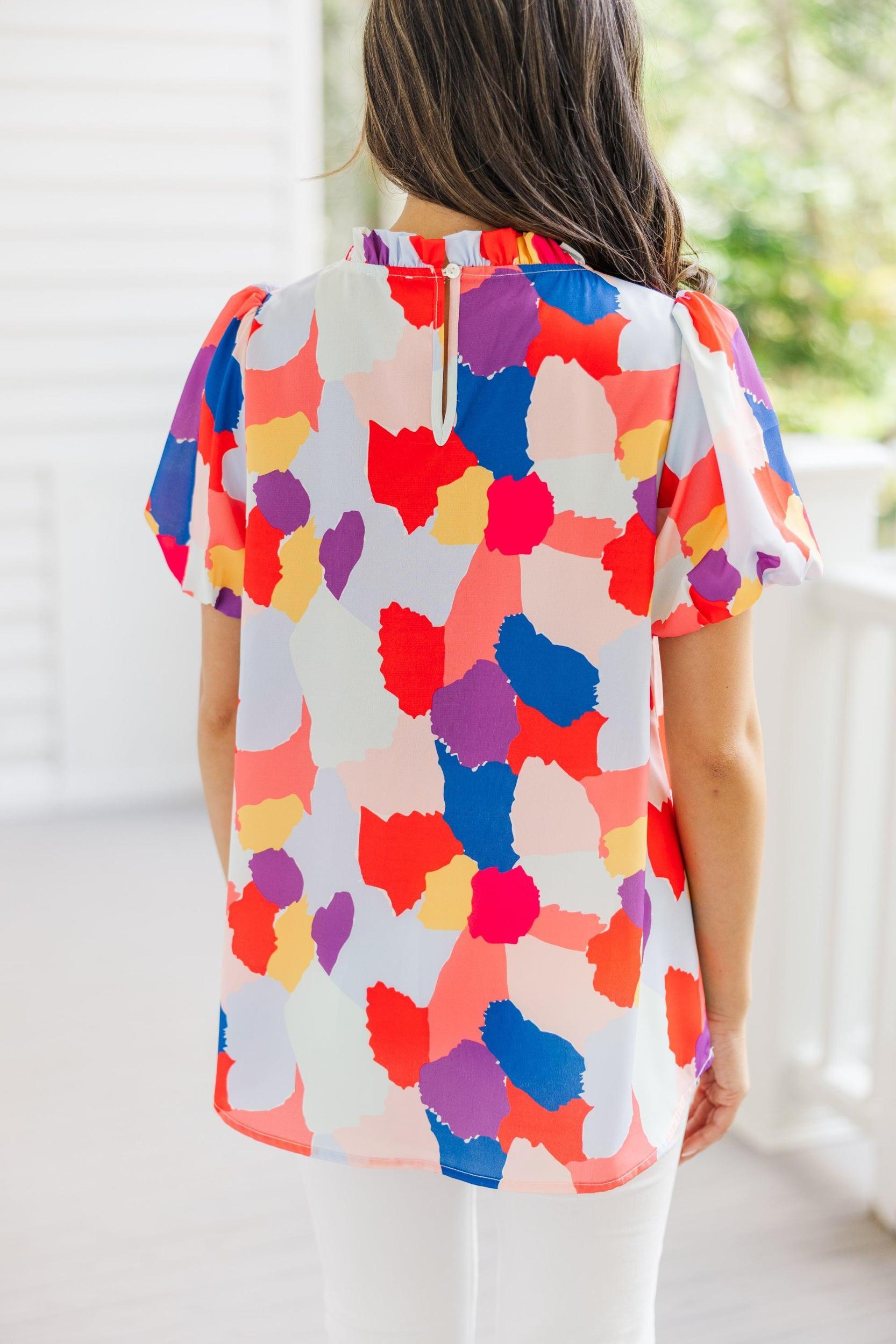Bright Future Fuchsia Pink Abstract Blouse Female Product Image
