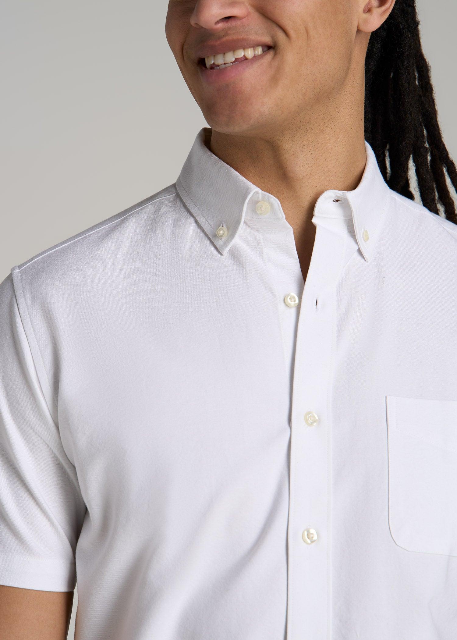 Short Sleeve Oxford Button Shirt For Tall Men in Black Product Image