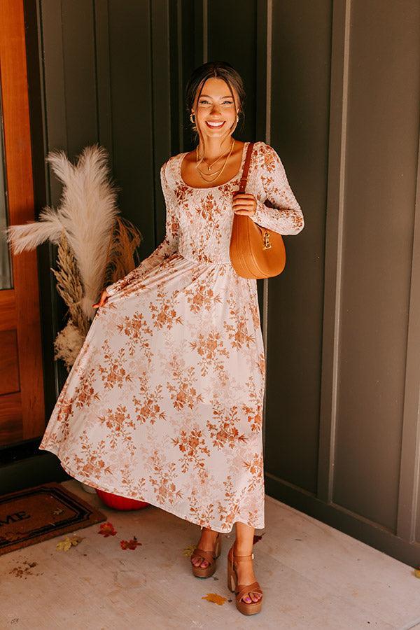 Falling In Love Mesh Floral Midi in Cream Product Image