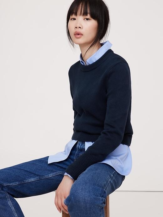 Cotton-Silk Crew-Neck Sweater Product Image