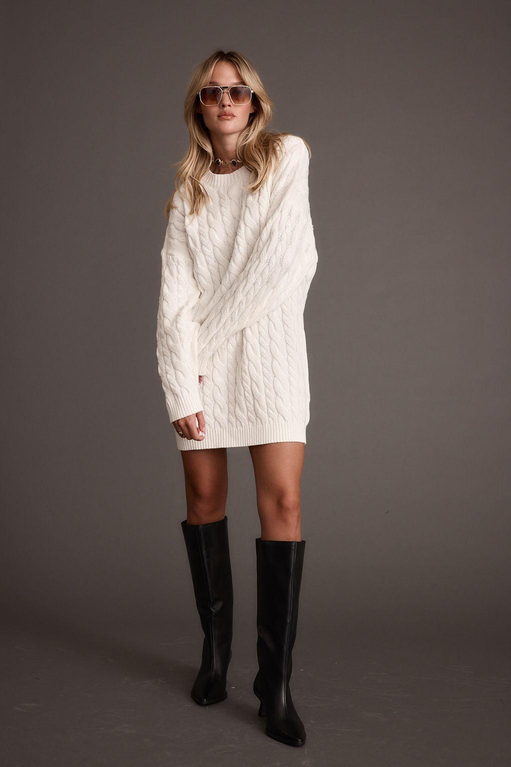 Beck Cable Knit Mini Sweater Dress Product Image
