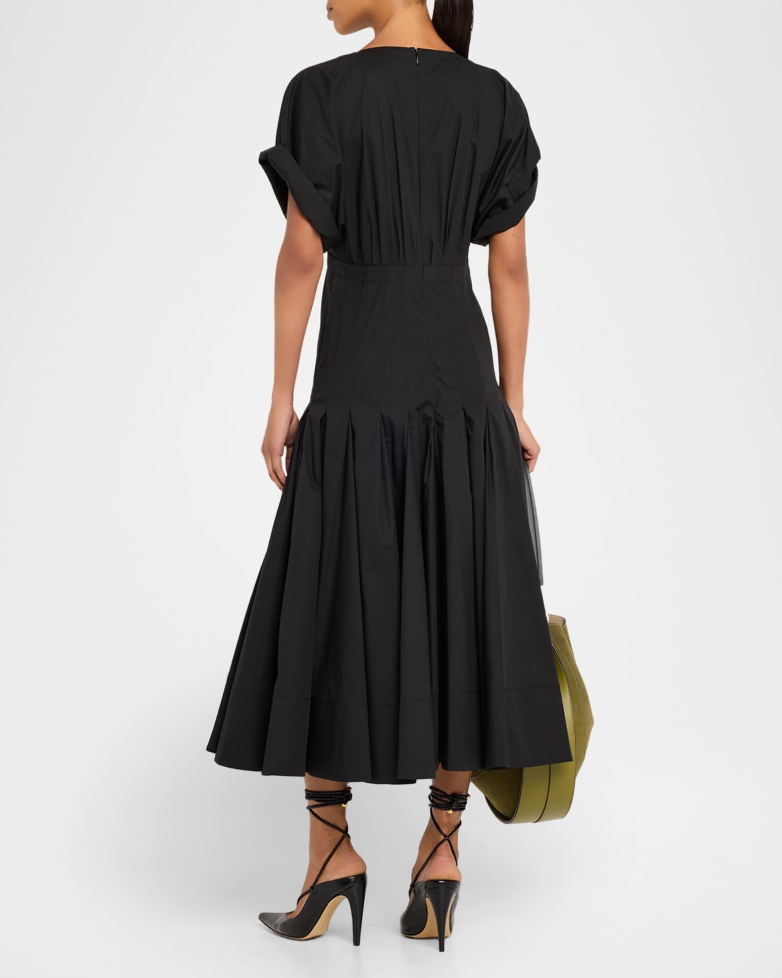 Ciara Short-Sleeve Poplin Drop-Waist Midi Dress Product Image