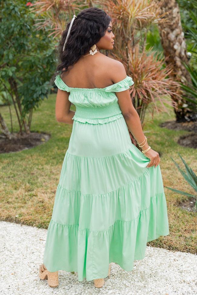 Living A Dream Green Woven Maxi Dress SALE Product Image