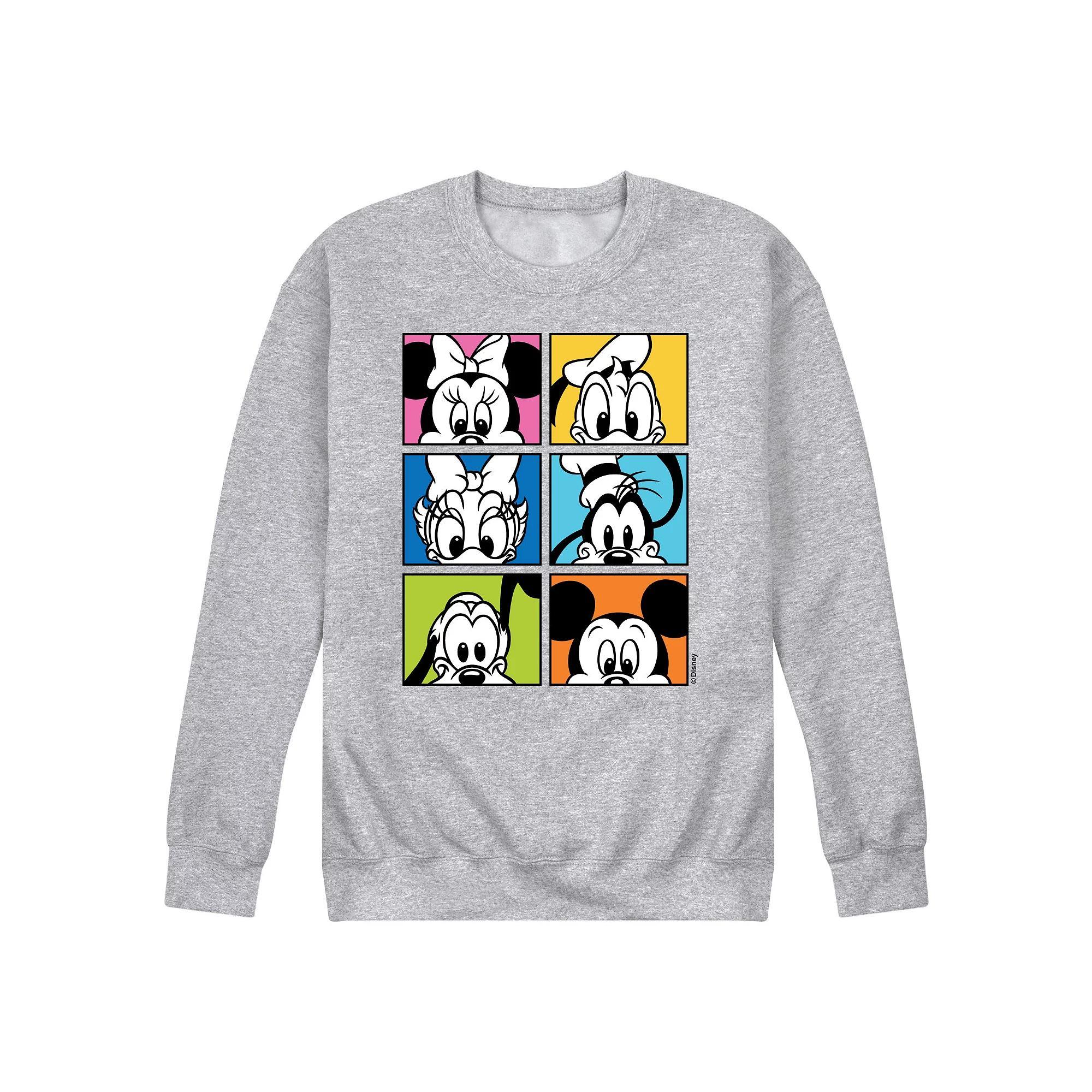 Disney's Mickey Friends Grid Men's Fleece Sweatshirt, Size: Large, Gray Product Image