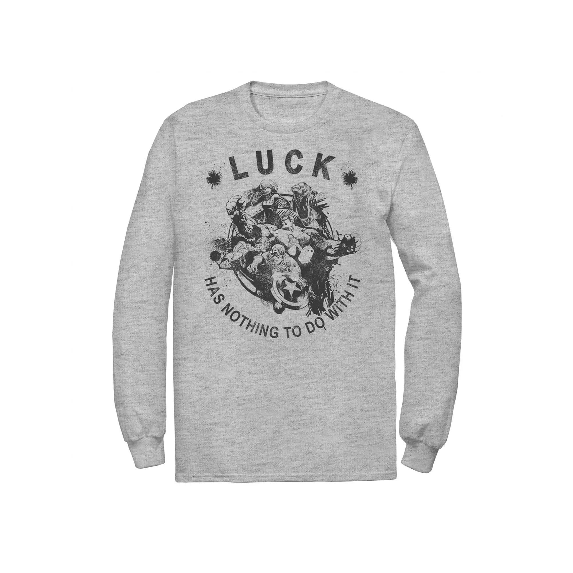 Men's Marvel St Patty's All Skill No Luck Avengers Tee, Size: Large, Athletic Grey Product Image