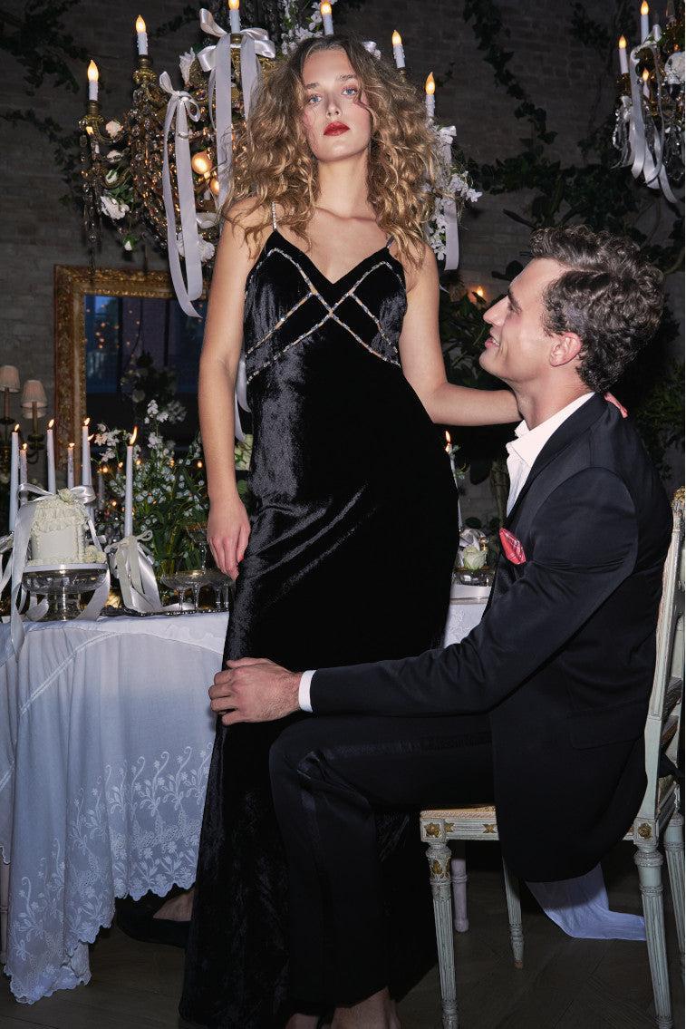 Corrino Velvet Embellished Maxi Dress Product Image