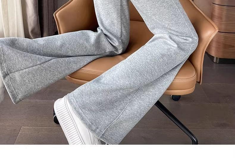 High Waist Plain Flared Sweatpants Product Image