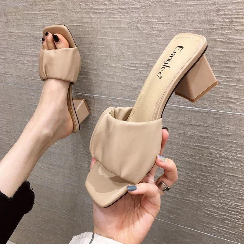 Block Heel Slide Sandals Product Image
