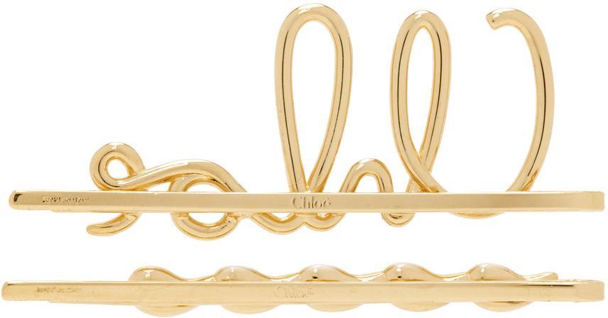 CHLOÉ Iconic Hair Clips Accessories In Metallic Product Image