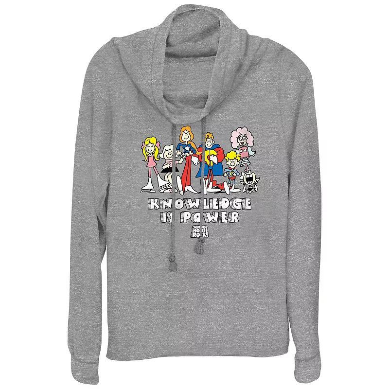 Disney's Schoolhouse Rock! Knowledge Is Power Character Lineup Women's Cowlneck Graphic Lightweight Long Sleeve, Size: Small, Gray Grey Product Image