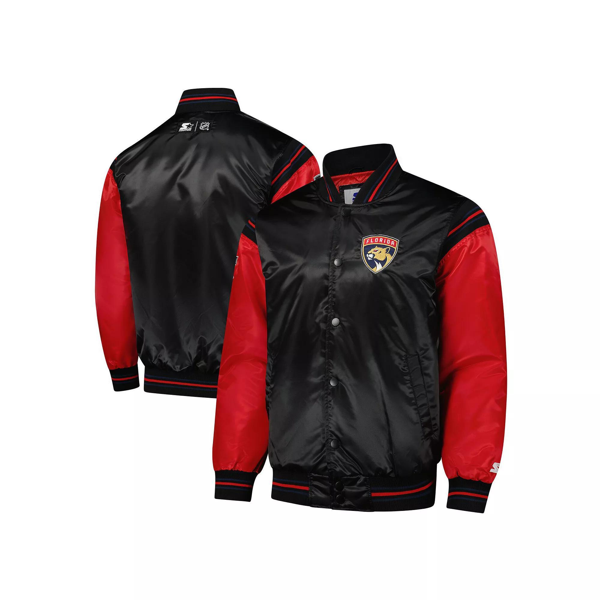 Men's Starter Black Florida Panthers 2024 NHL Global Series Full-Snap Varsity Jacket, Size: Large, Pnt Black Product Image