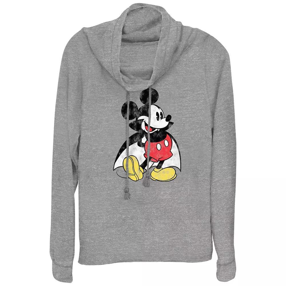 Disneys Mickey Mouse Vampire Womens Cowlneck Graphic Lightweight Long Sleeve Gray Grey Product Image