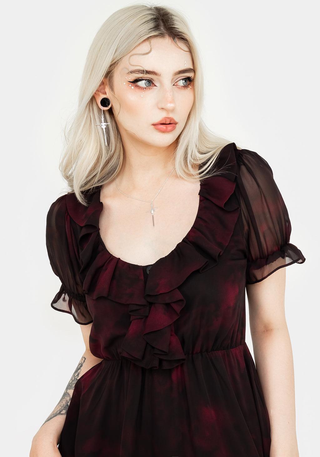 Vesta Chiffon Ruffle Mini Dress Product Image