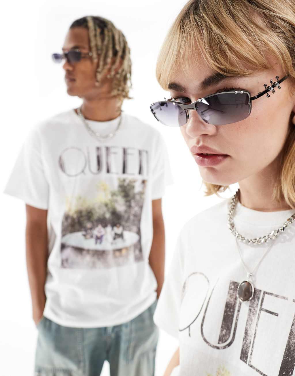 Reclaimed Vintage unisex limited edition pierced rimless sunglasses Product Image