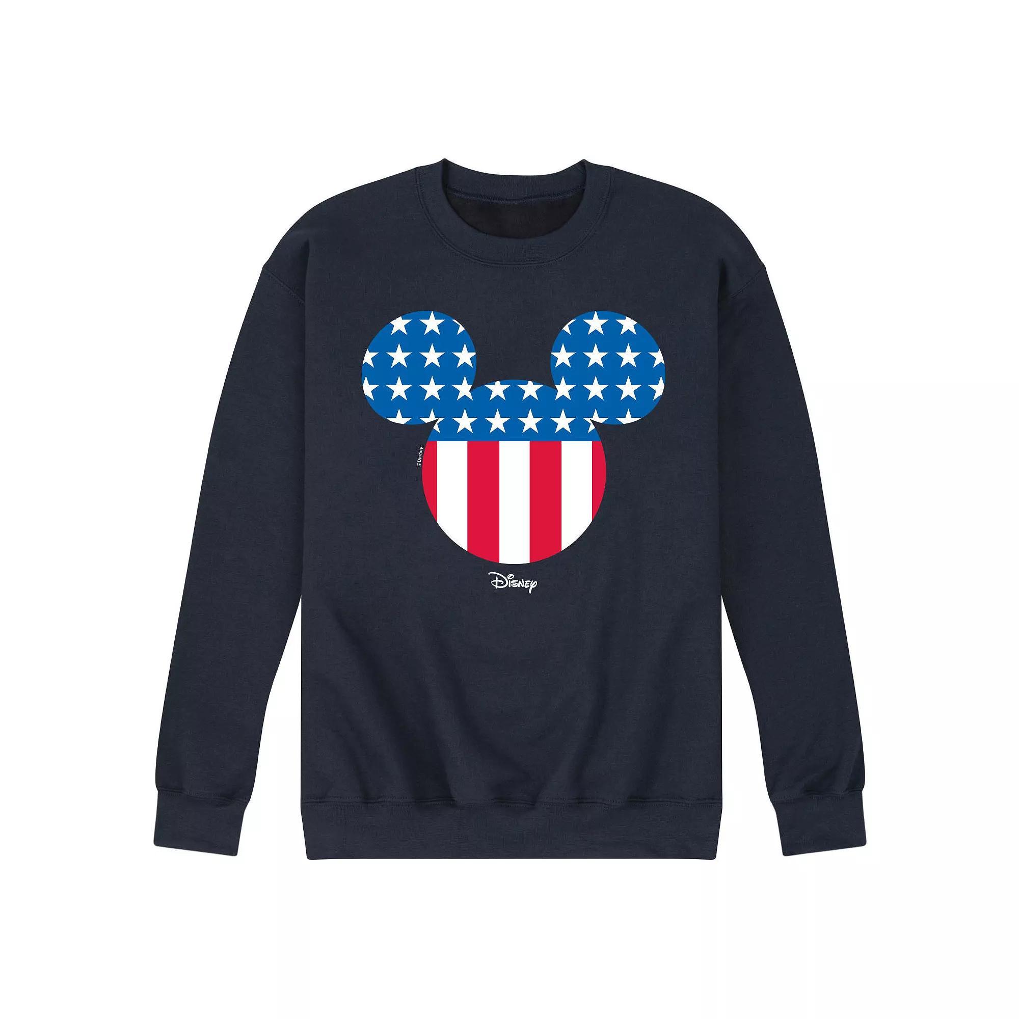 Disneys Mickey Mouse Mens American Flag Fleece Sweatshirt Product Image