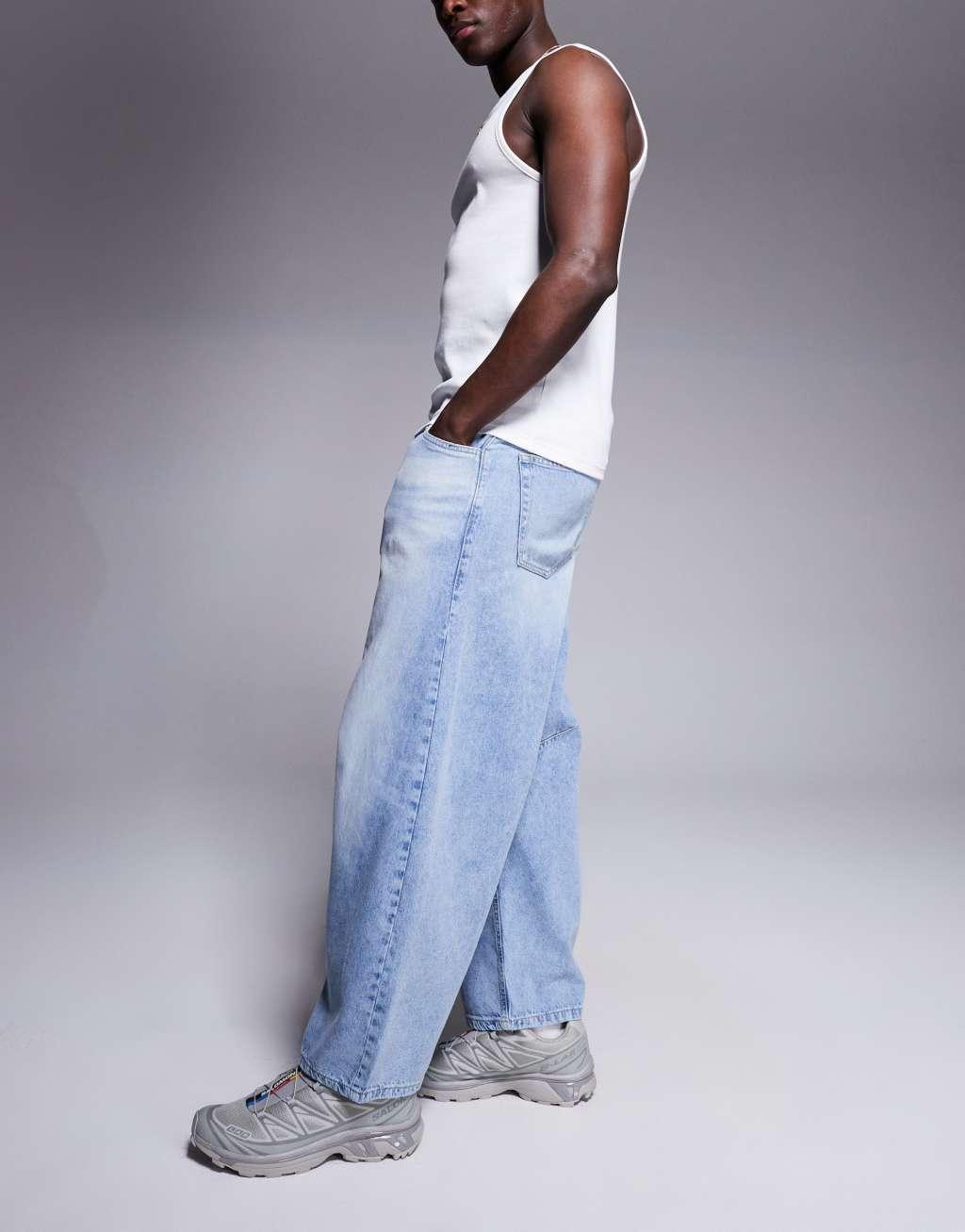 ASOS DESIGN horseshoe fit jeans in light wash blue Product Image