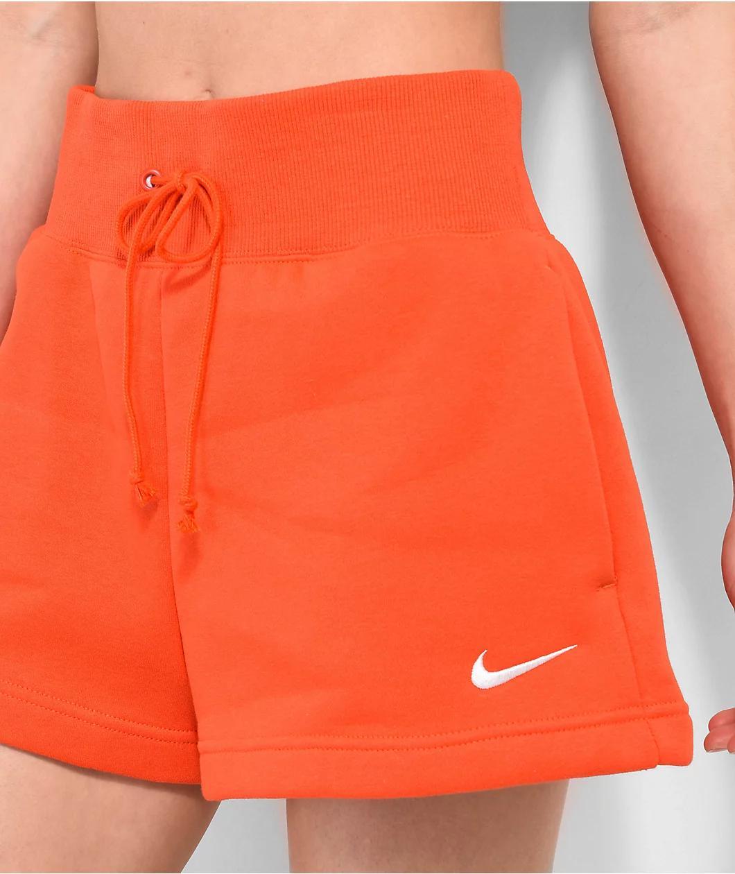 Nike Sportswear Phoenix High-Rise Red Fleece Sweat Shorts Product Image
