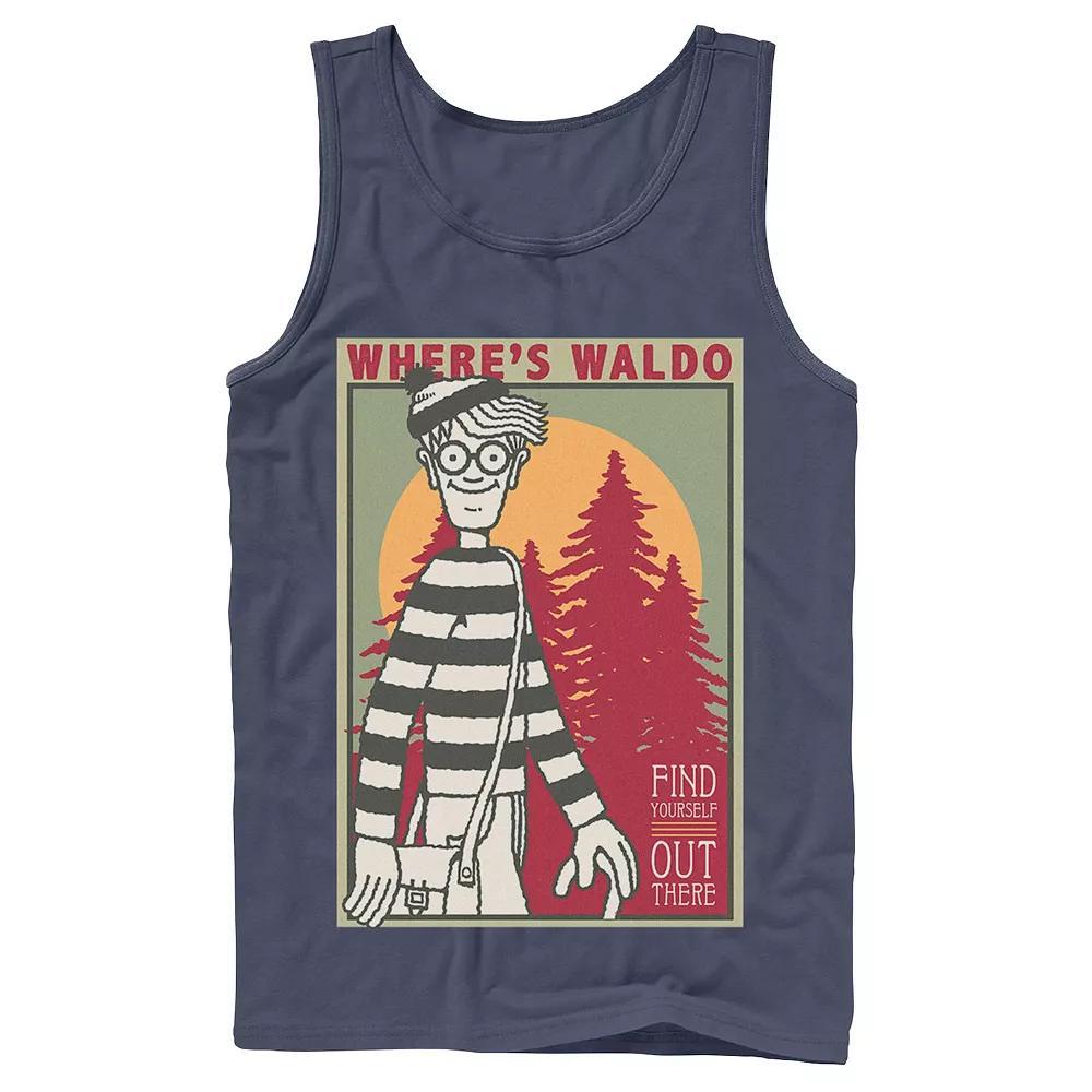 Men's Where's Waldo Find Yourself Poster Tank Top, Size: Small, Blue Product Image
