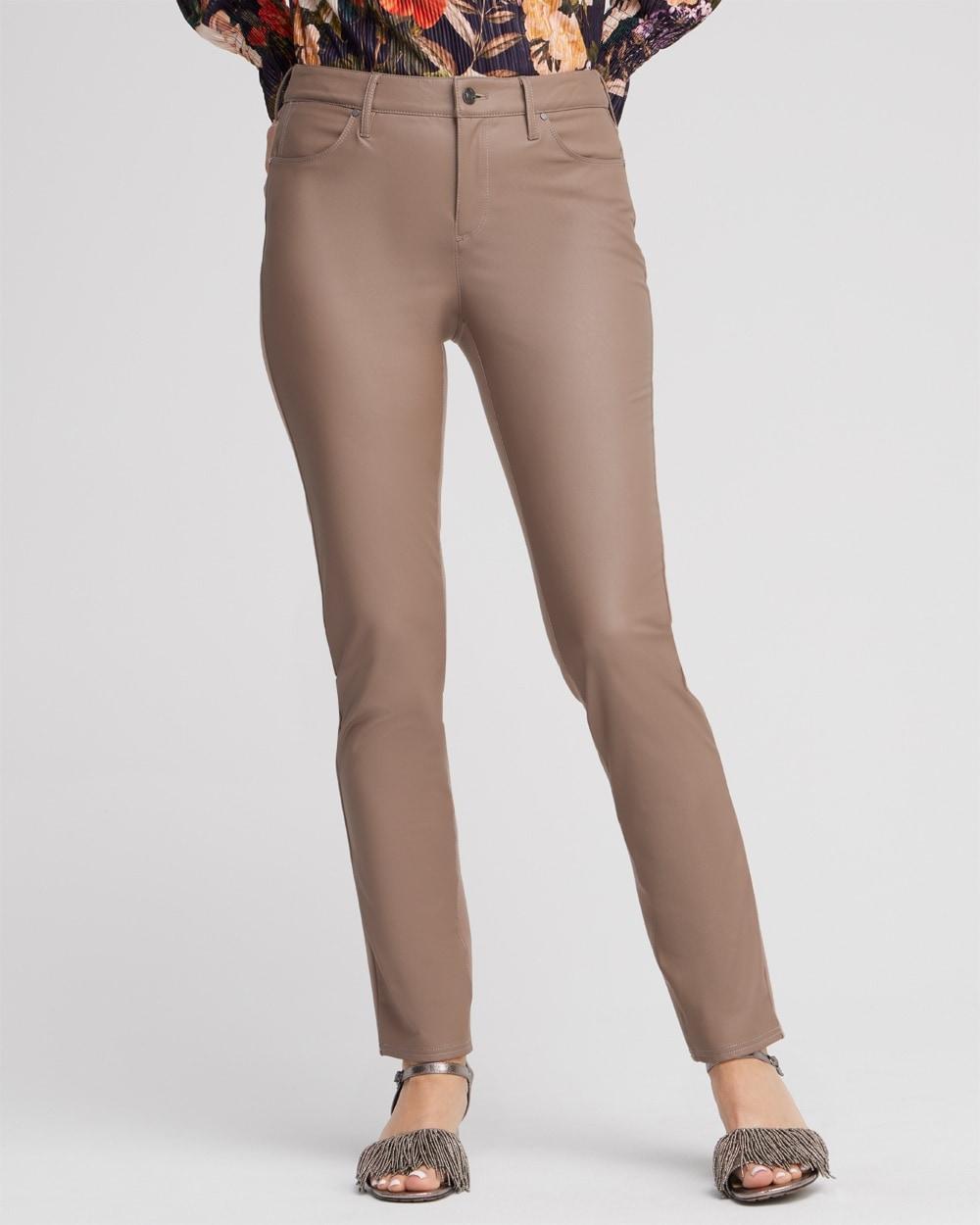 Faux Leather Front Ponte Back Pants Product Image