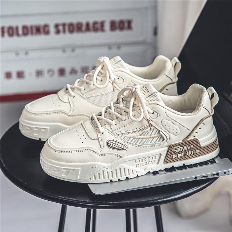 Lettering Lace-Up Platform Sneakers Product Image