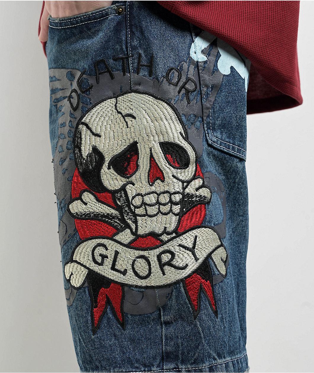 Ed Hardy Skull Mid Blue Shorts Product Image