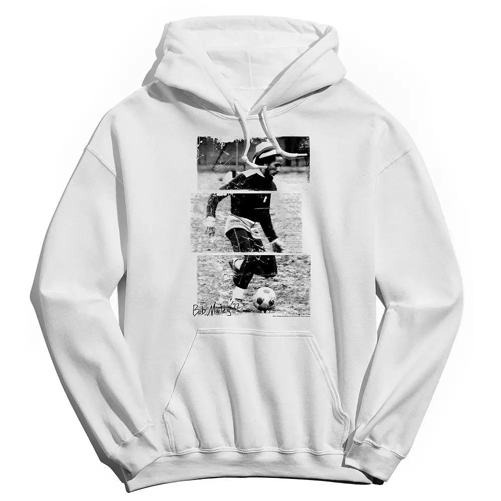 Men's Bob Marley Soccer 77 Hoodie, Size: Small, White Product Image
