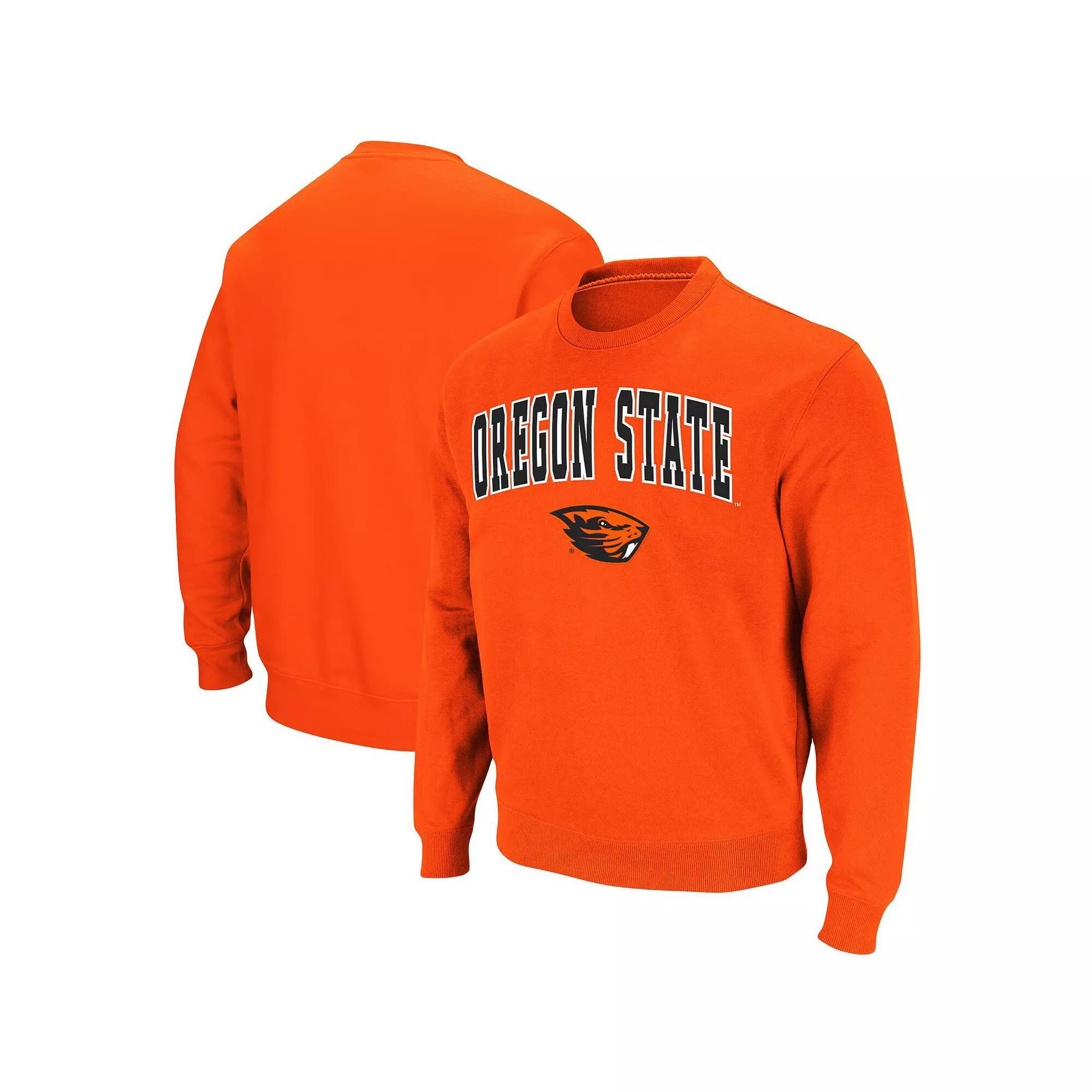 Men's Colosseum Orange Oregon State Beavers Arch & Logo Tackle Twill Pullover Sweatshirt, Size: Medium Product Image