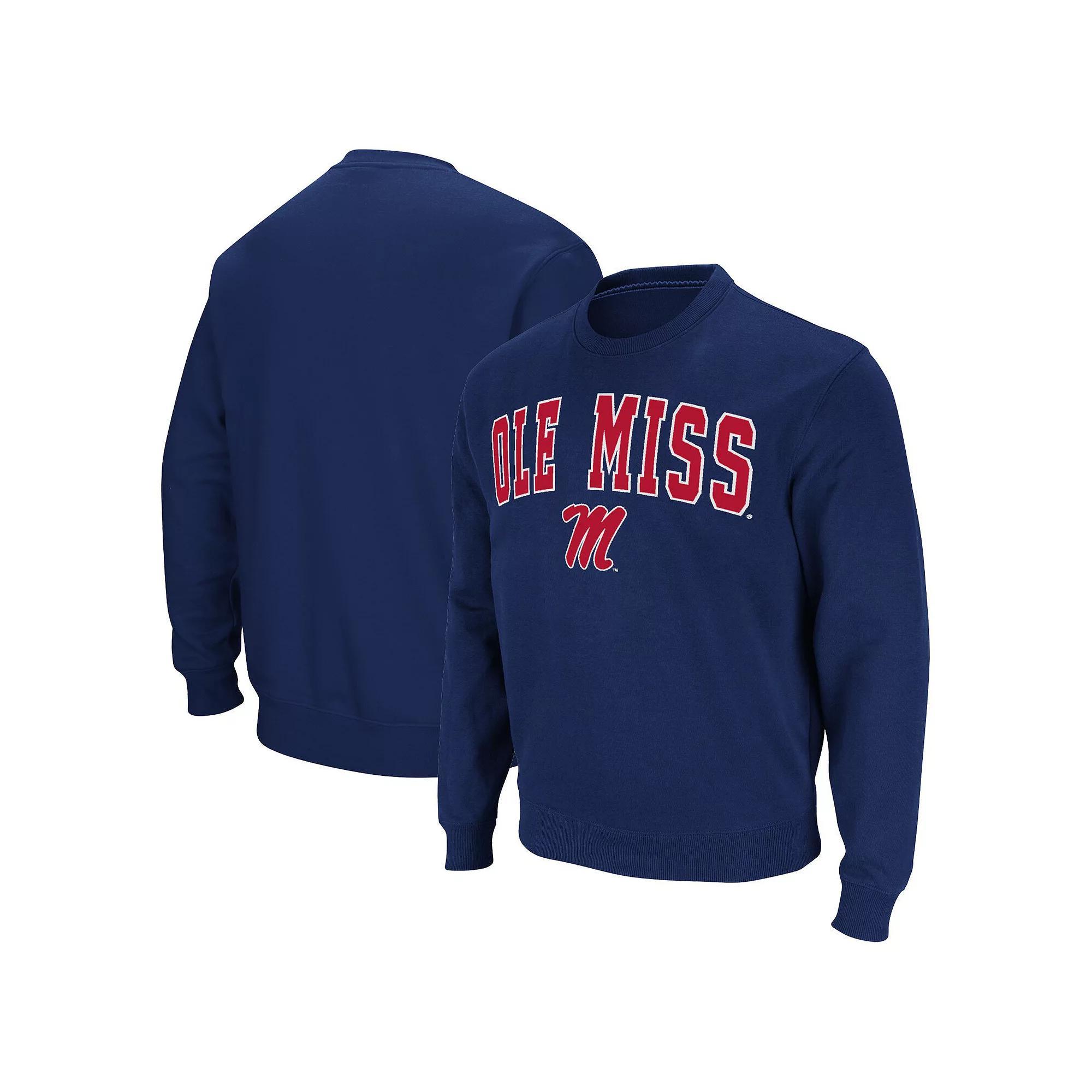Men's Colosseum Navy Ole Miss Rebels Arch & Logo Pullover Sweatshirt, Size: 2XL, Blue Product Image
