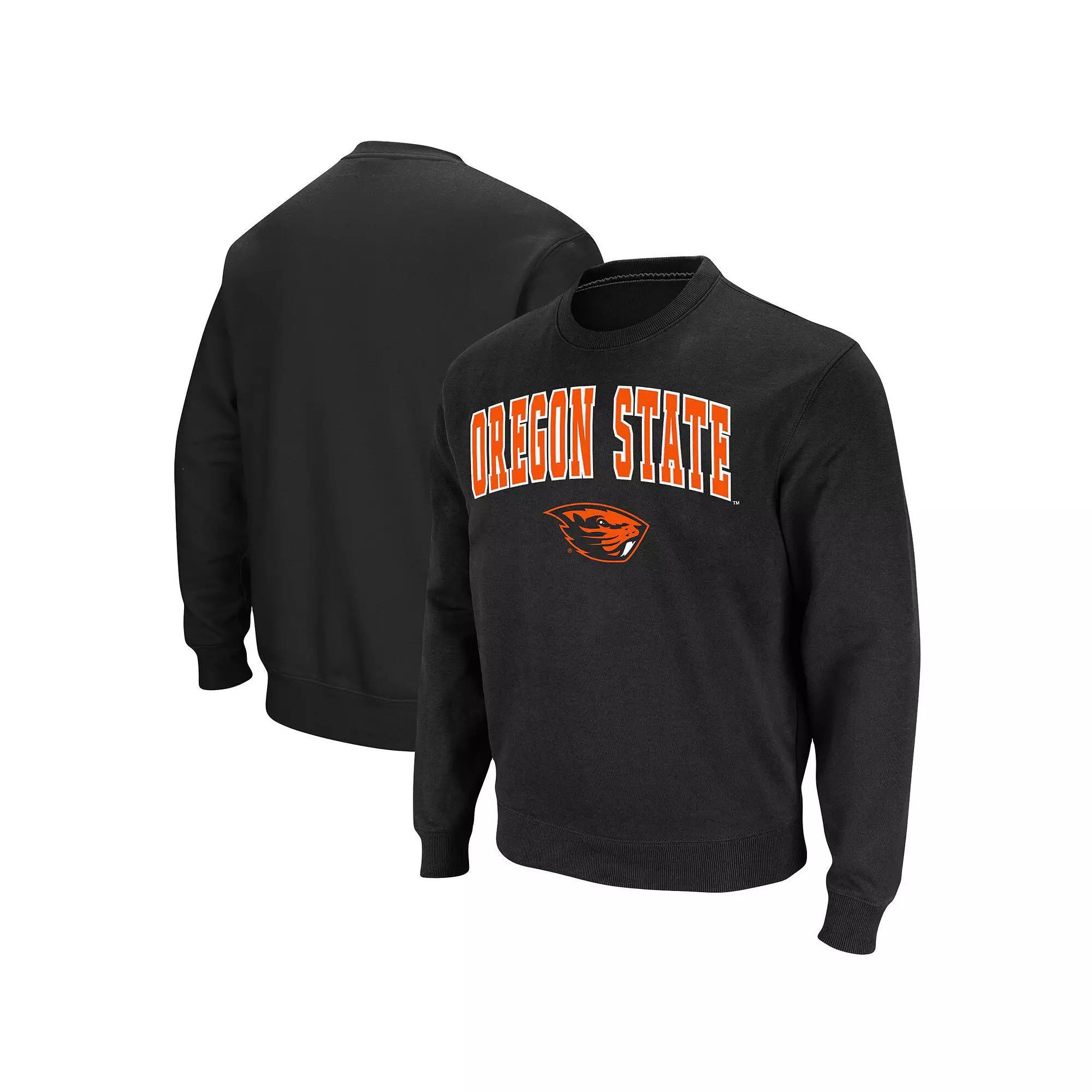 Men's Colosseum Black Oregon State Beavers Arch & Logo Tackle Twill Pullover Sweatshirt, Size: Small Product Image