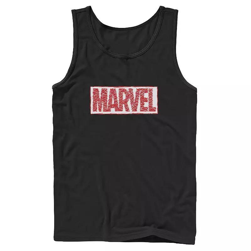 Men's Marvel Scribble Logo Graphic Tank, Size: XL, Black Product Image