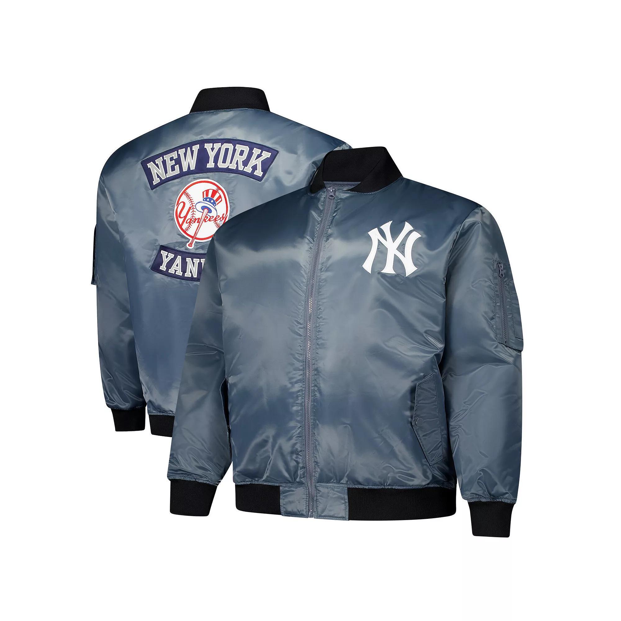 Men's Profile Charcoal New York Yankees Big & Tall Full-Zip Bomber Jacket, Size: 3XLT Product Image