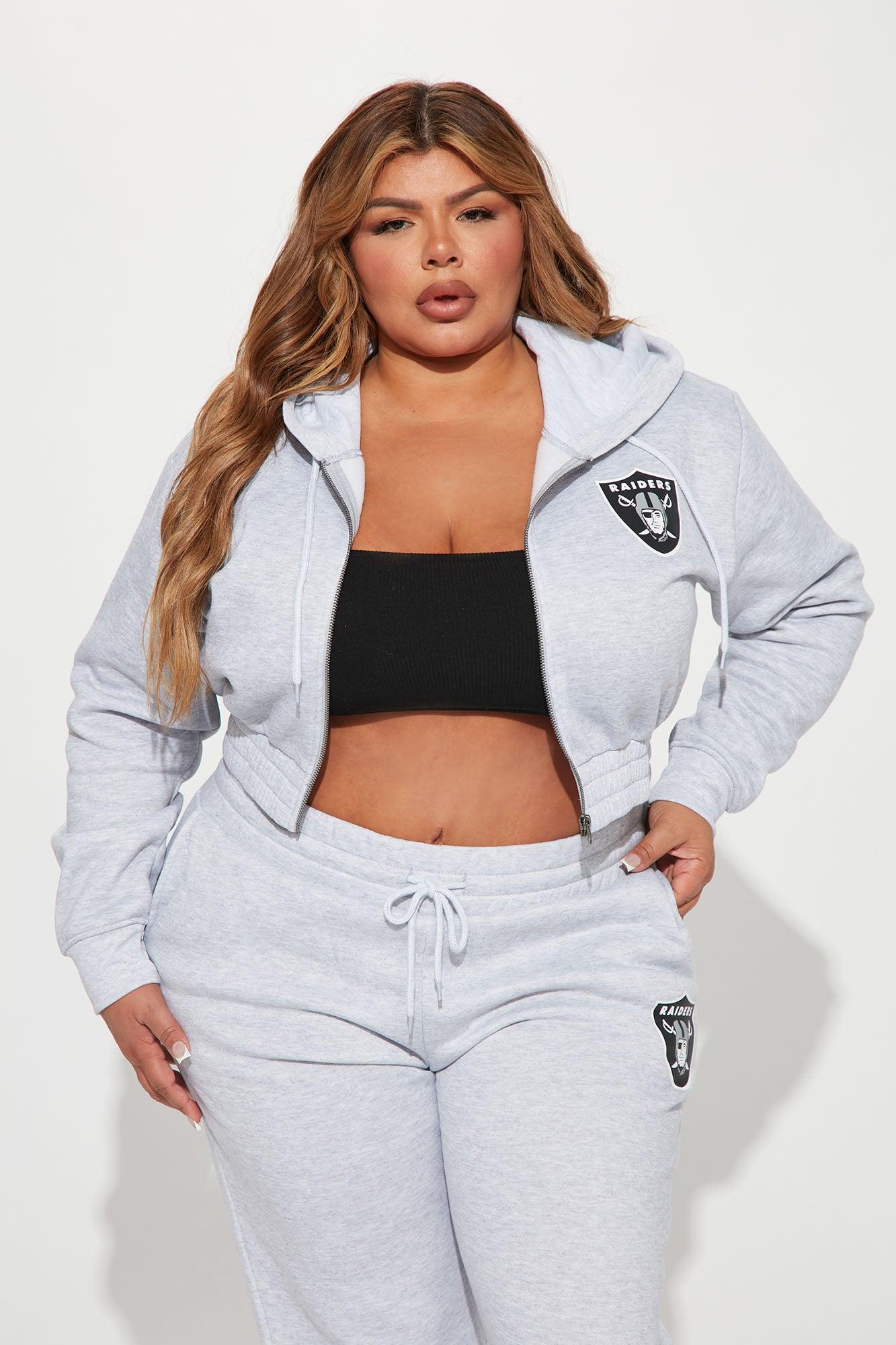 Raiders Cropped Zip Hoodie - Heather Grey Product Image