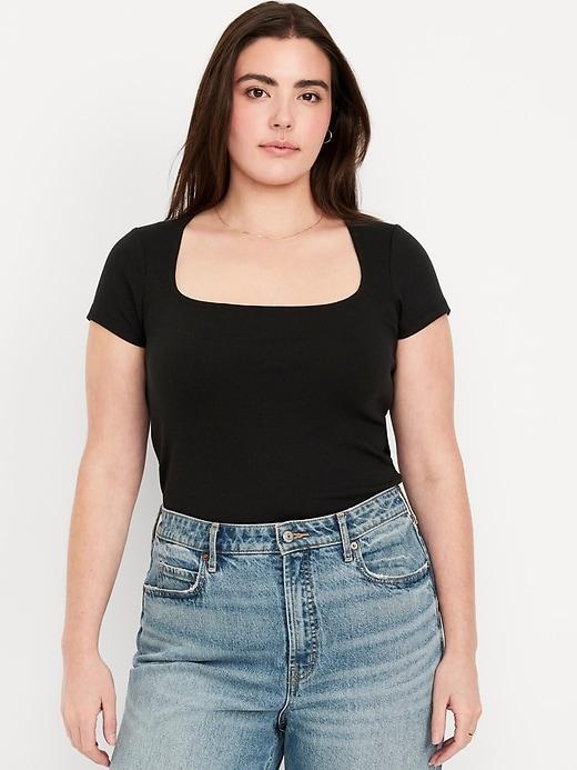 Ribbed Square-Neck T-Shirt Product Image