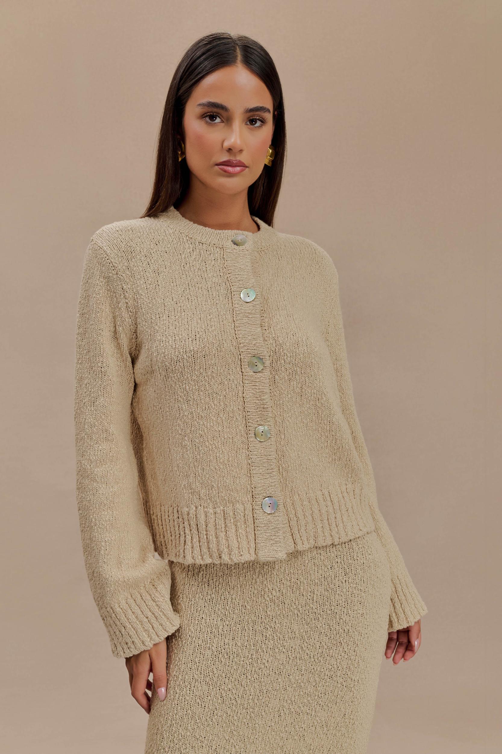 Moira Oversized Boucle Cardigan - Wheat Product Image