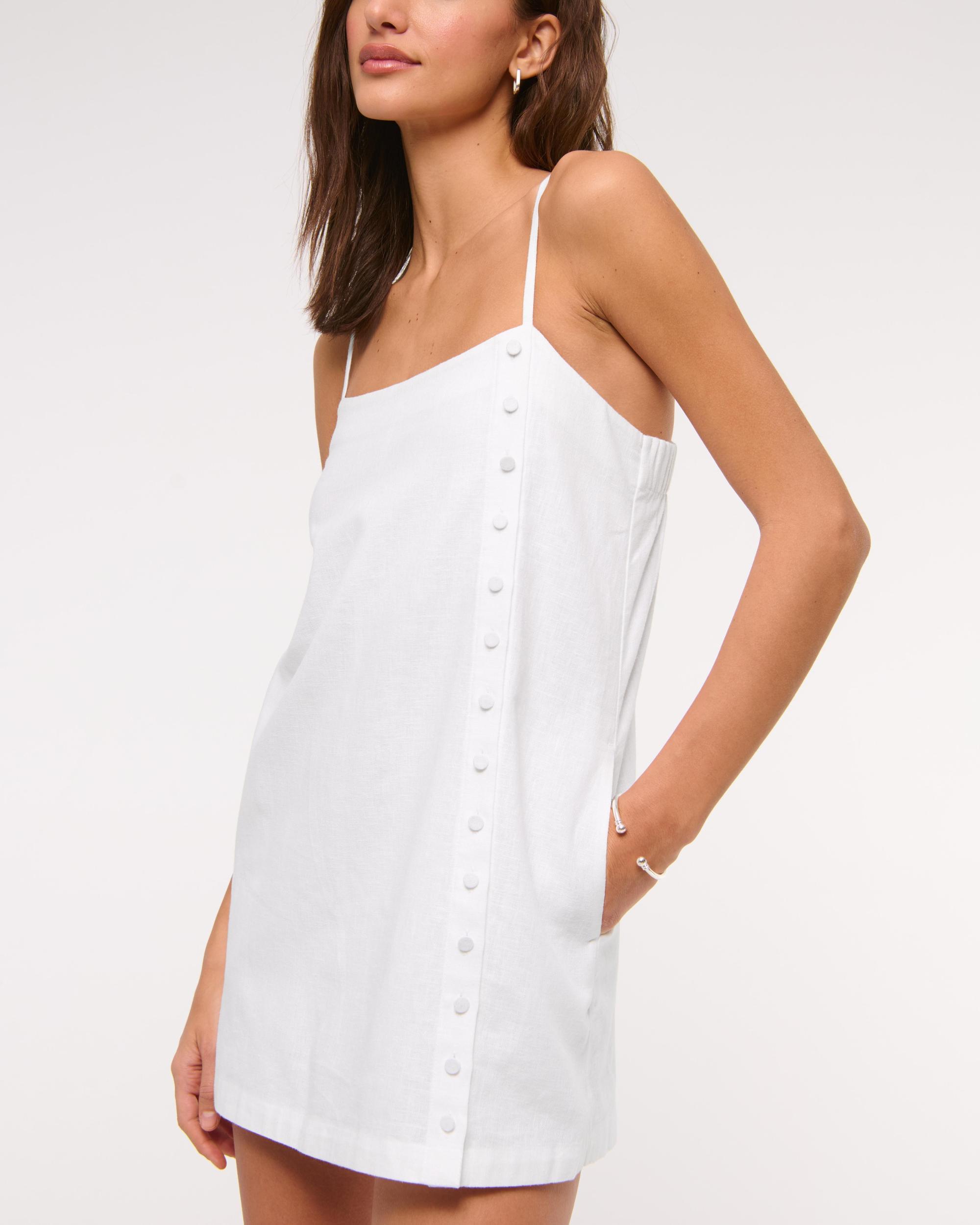 Linen-Blend Button Skort Product Image