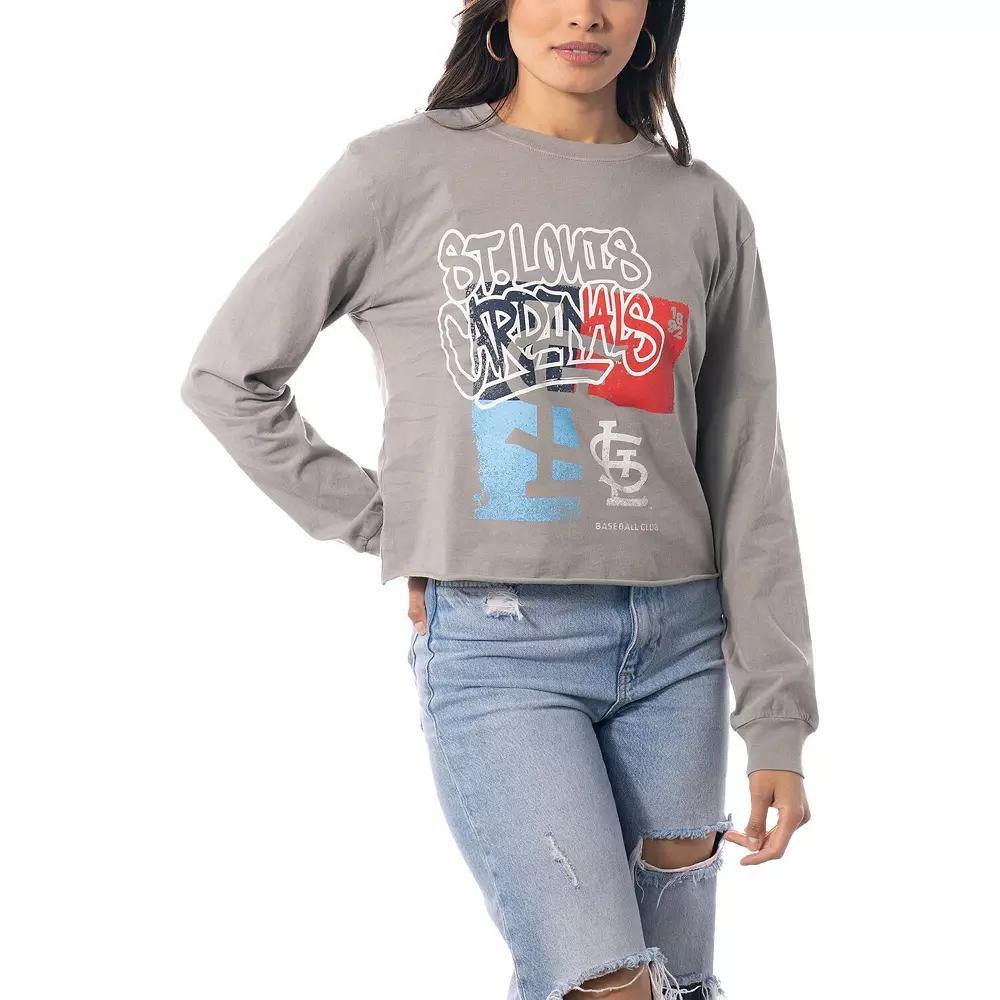 Women's The Wild Collective Gray St. Louis Cardinals Cropped Long Sleeve T-Shirt, Size: Small, Grey Product Image