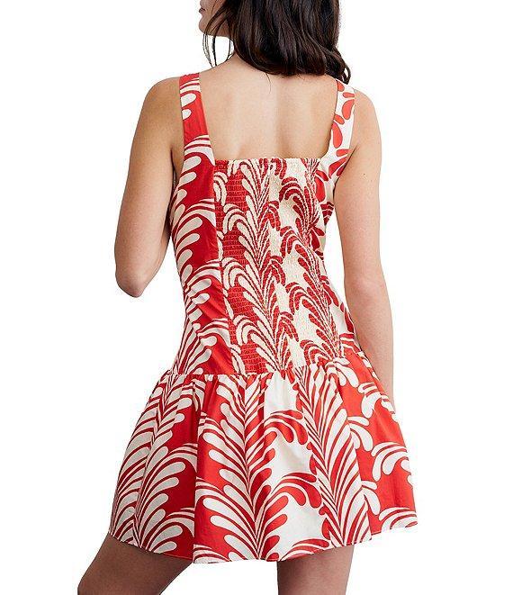 CIEBON Sade Printed High Square Neck Sleeveless Cotton Poplin Mini Dress Product Image