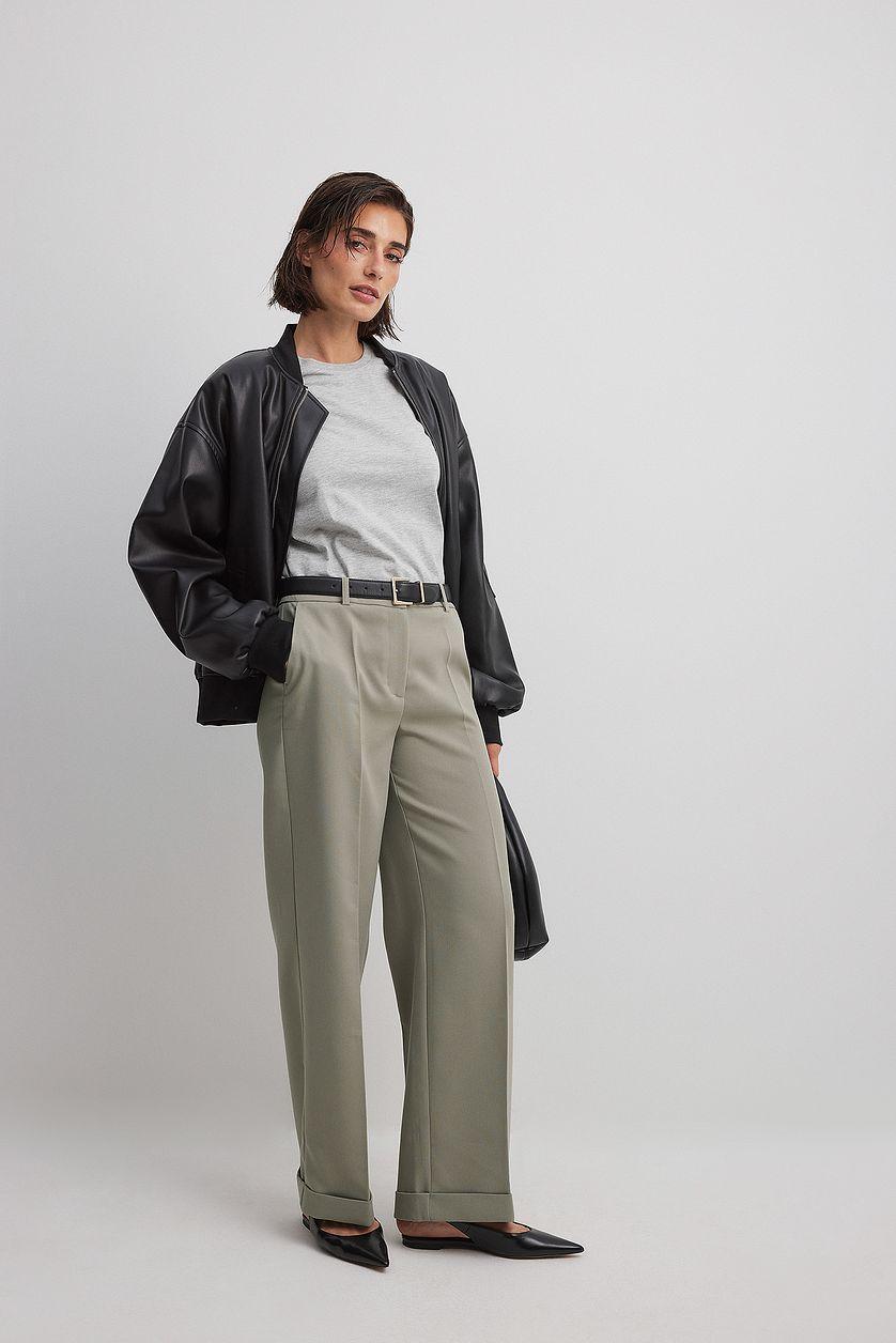Fold Up Mid Waist Pants Product Image