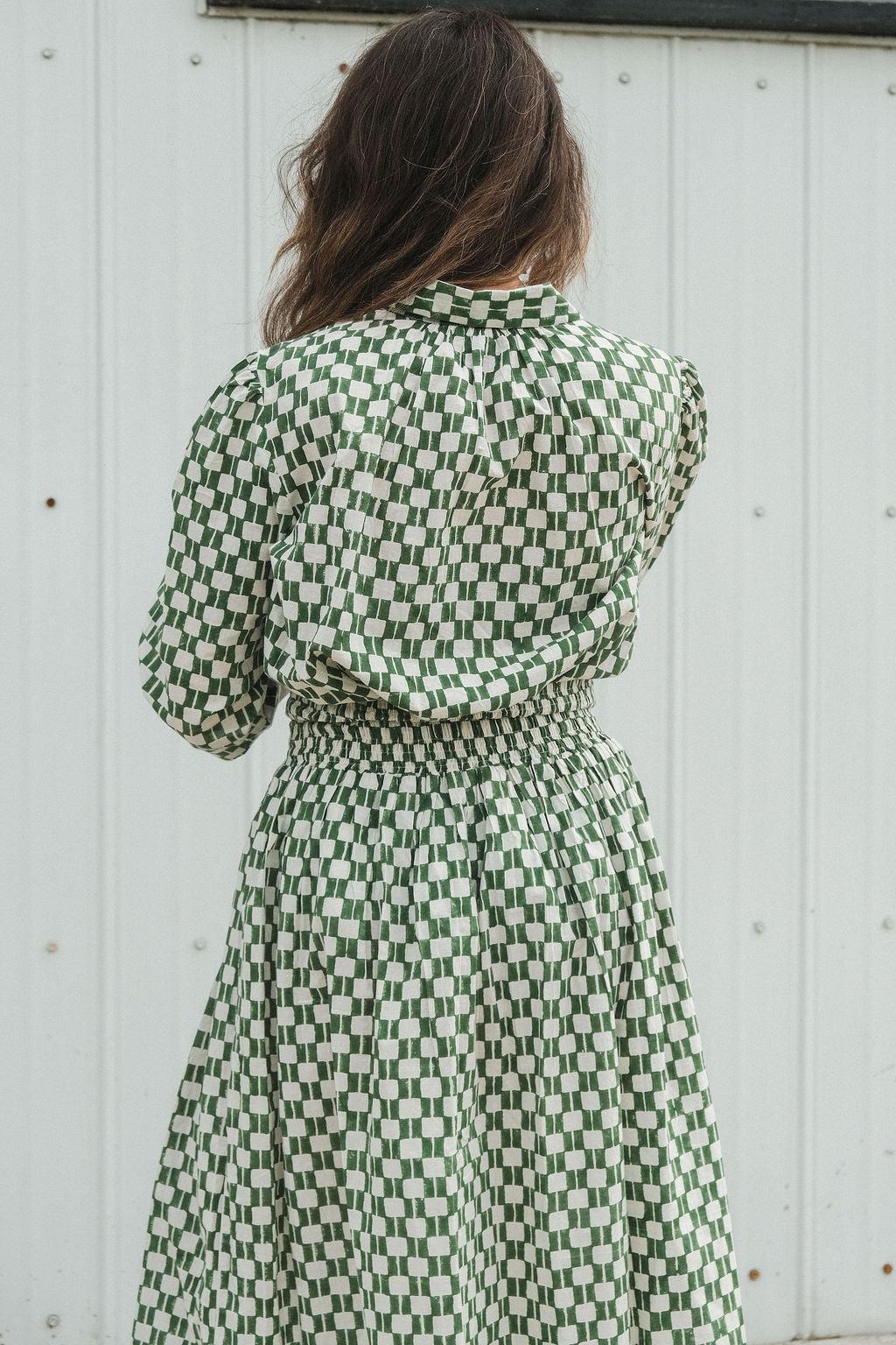 Green Blocks Smocked Skirt Product Image