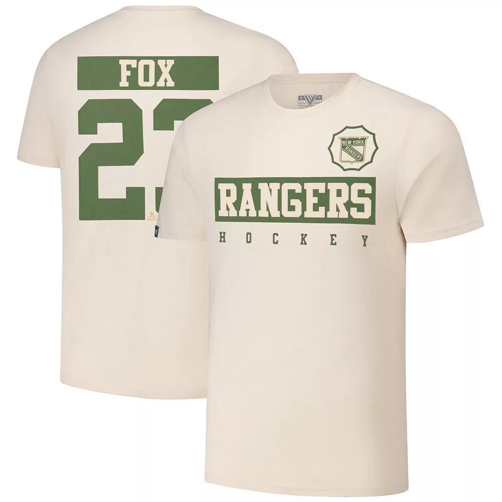 Men's Levelwear Adam Fox Khaki New York Rangers 2024 NHL Military Appreciation Richmond Delta Player Name & Number T-Shirt, Size: XL, Ran Beig K Product Image