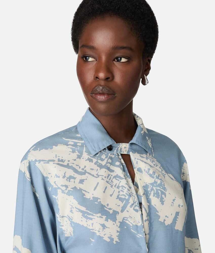 Women's Italian Postcard Silk Dress in Blue/dove Product Image
