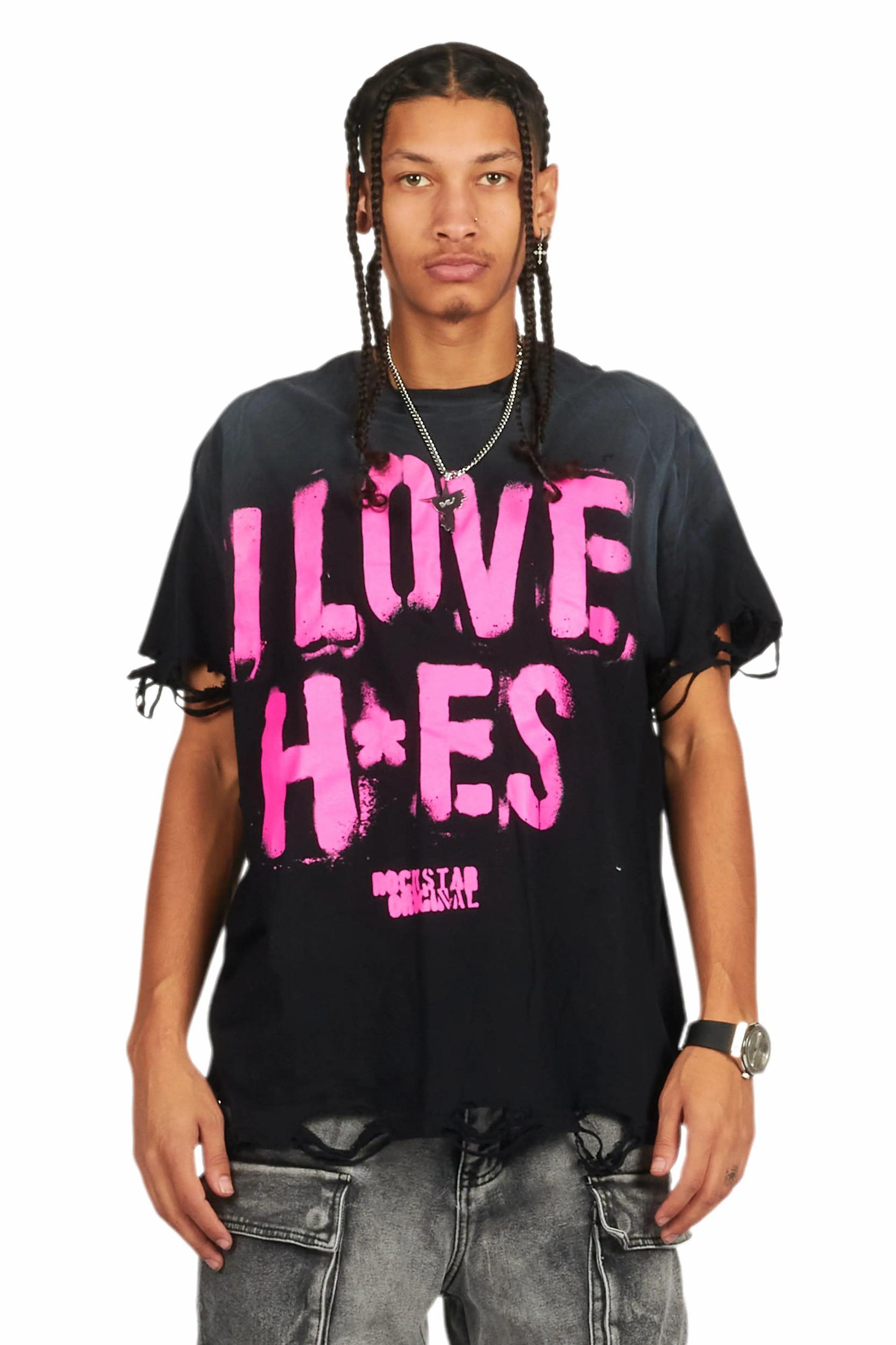 Banyan Black/Pink Graphic Oversized T-Shirt Male Product Image