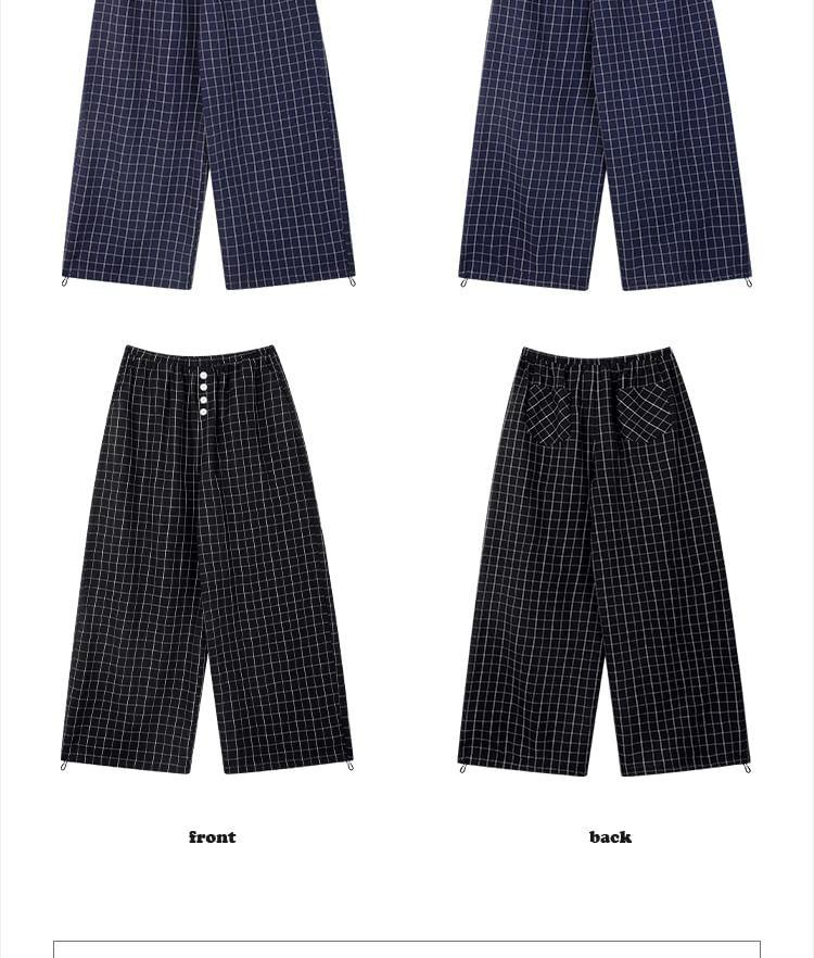 High Rise Plaid Wide Leg Pants Product Image